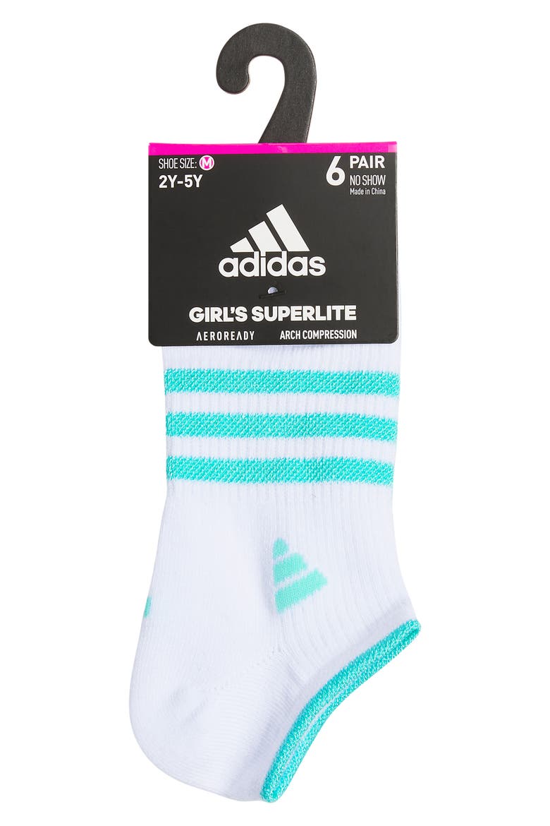 Kids' Superlite 3.0 No-Show Socks, Alternate, color, WHITE/ AQUA/ PINK