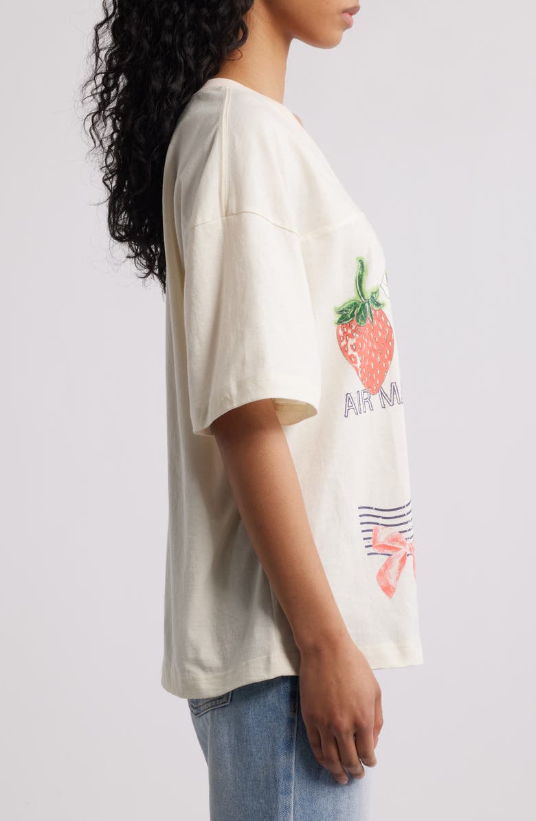 GOLDEN HOUR Strawberry Collage V-Neck Cotton Graphic T-Shirt, Alternate, color, Marshmallow/ Mauve Morn