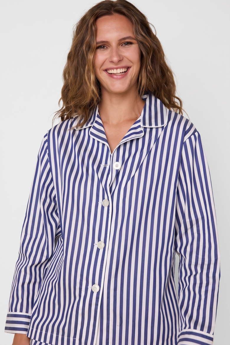 Gingham Pima Cotton Pajama Set, Alternate, color, Navy