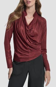 DKNY Heather Foil Drape Top