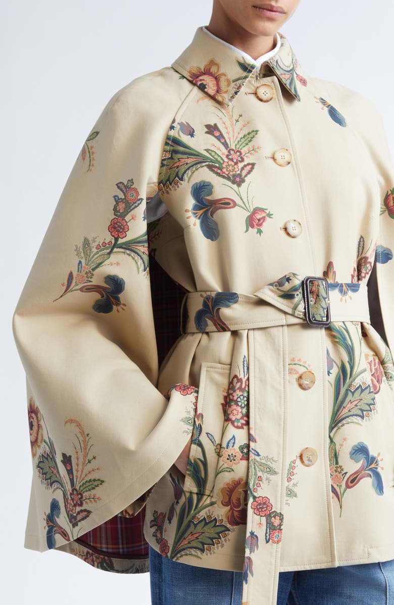Etro Paisley Cape Trench Coat, Alternate, color,