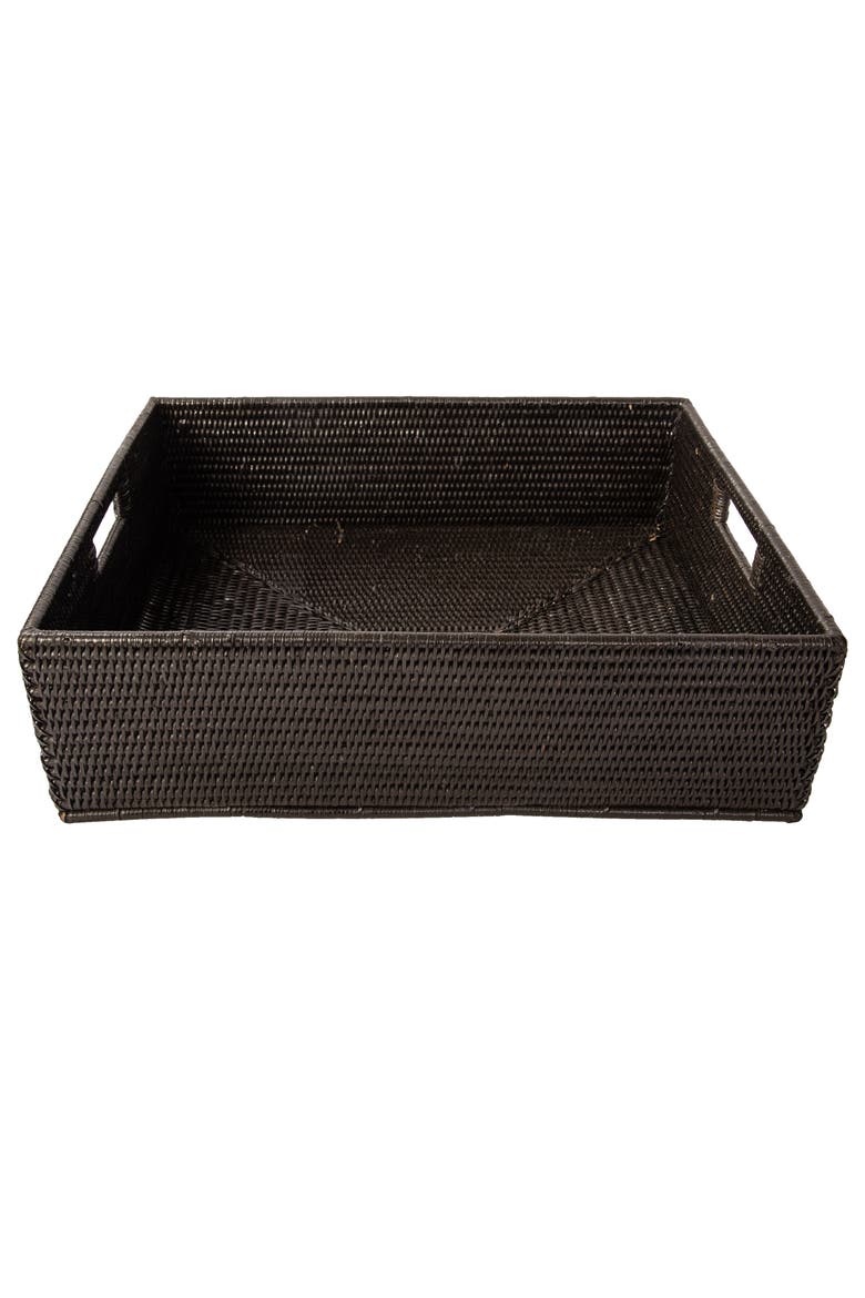 Rectangular Rattan Storage Basket, Alternate, color, Tudor Black