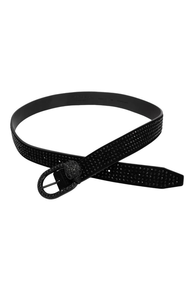Mayfair Crystal Eagle Suede Belt, Alternate, color, BLACK