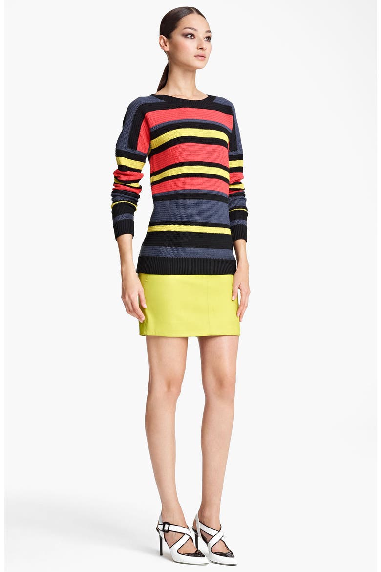Nappa Leather Pencil Skirt, Alternate, color, LIME