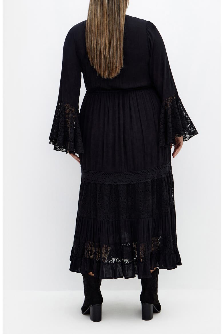 Dulce Lace Detail Long Sleeve Maxi Dress, Alternate, color, BLACK