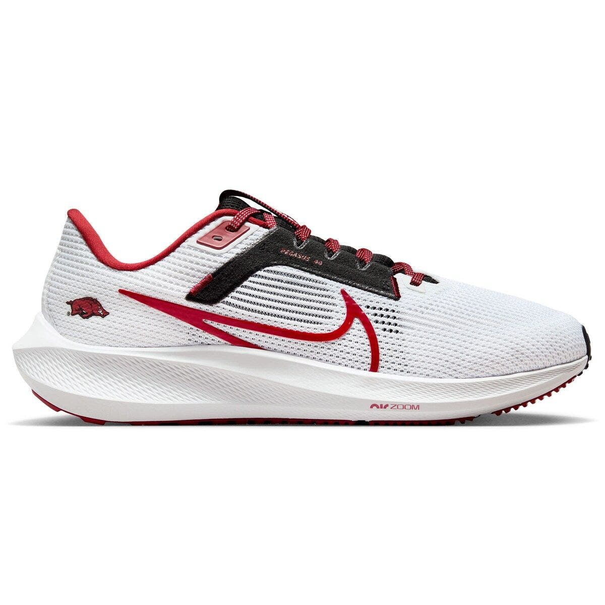 Unisex Nike  White Arkansas Razorbacks Zoom Pegasus 40 Running Shoe, Alternate, color, White