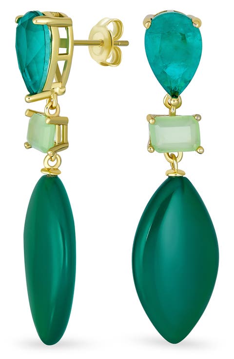 Geometric Amazonite Teardrop Earrings