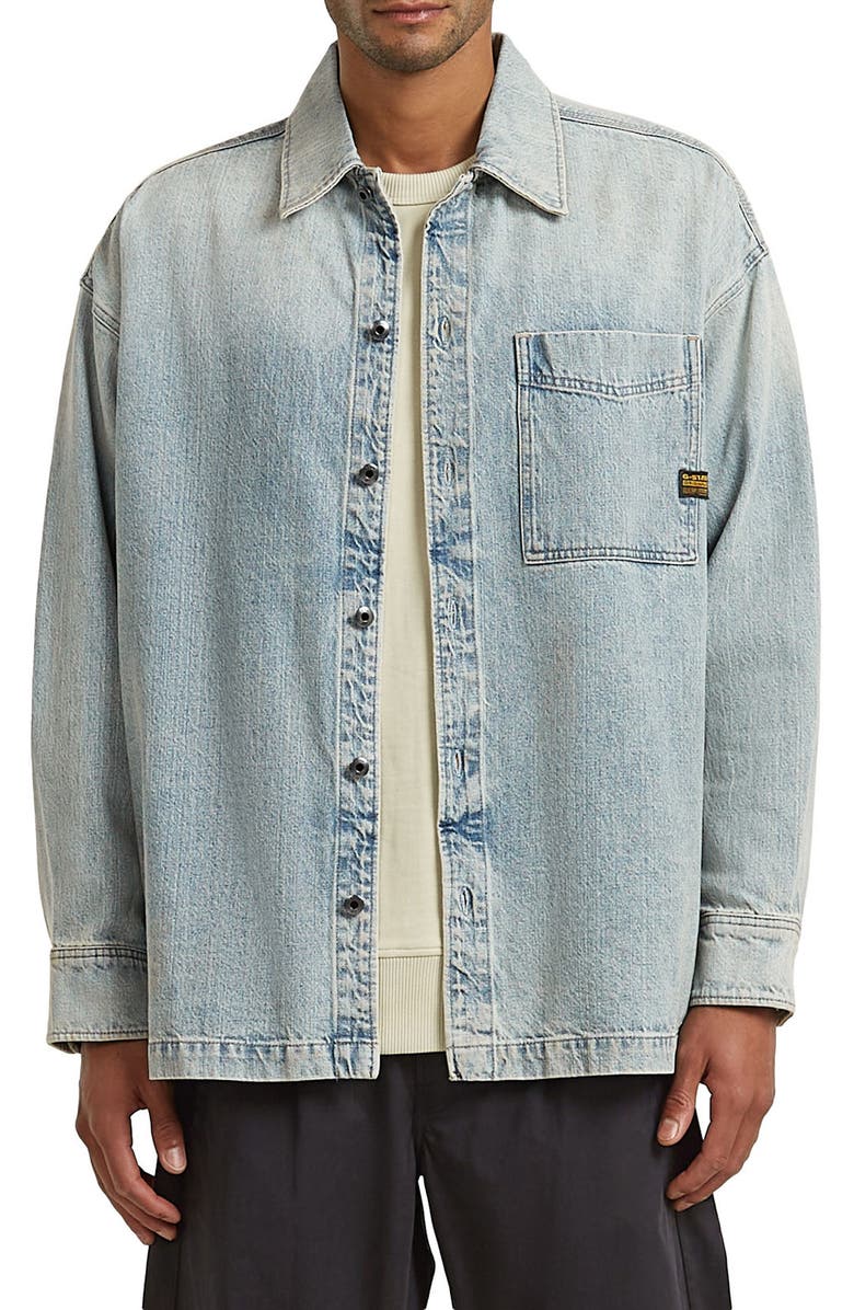G-STAR Boxy Fit Denim Button-Up Overshirt, Main, color, Vintage Bornite