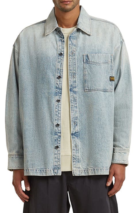 Boxy Fit Denim Button-Up Overshirt