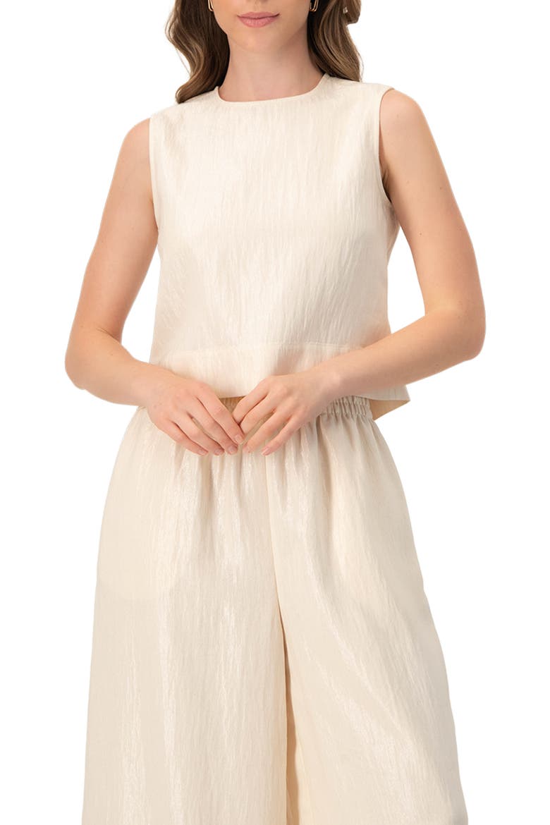 Sleeveless Round Neck Top, Main, color, Natural