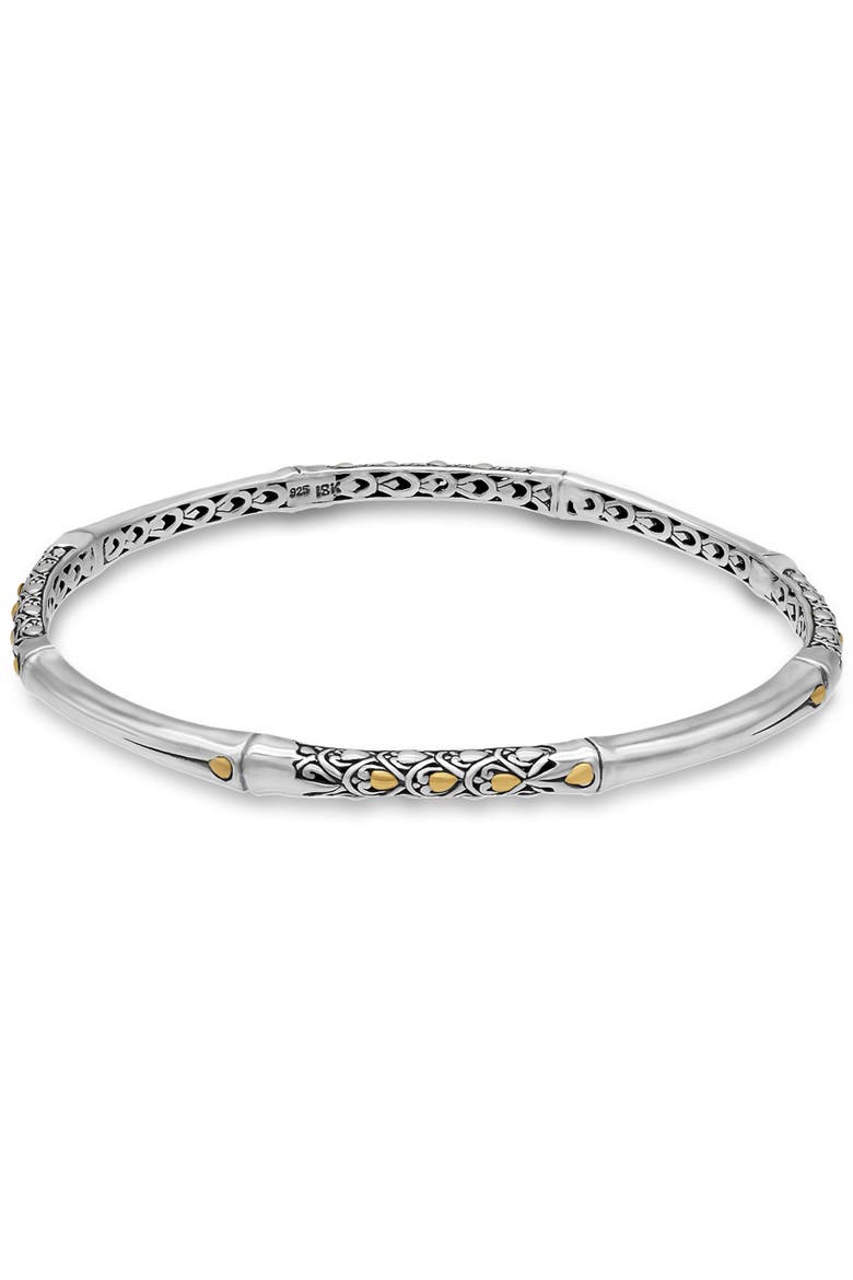 Slide-on Bangle Bracelet in Sterling Silver and 18K Gold Accents, Main, color, Silver