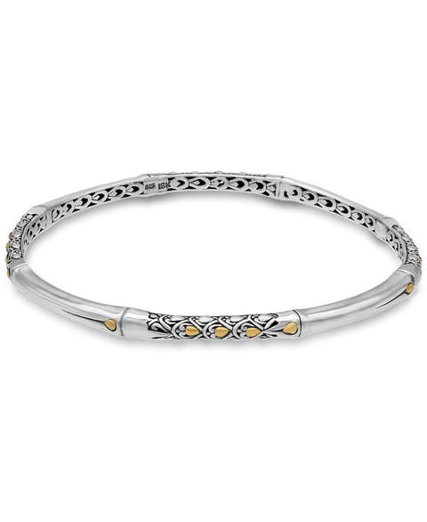 Slide-on Bangle Bracelet in Sterling Silver and 18K Gold Accents