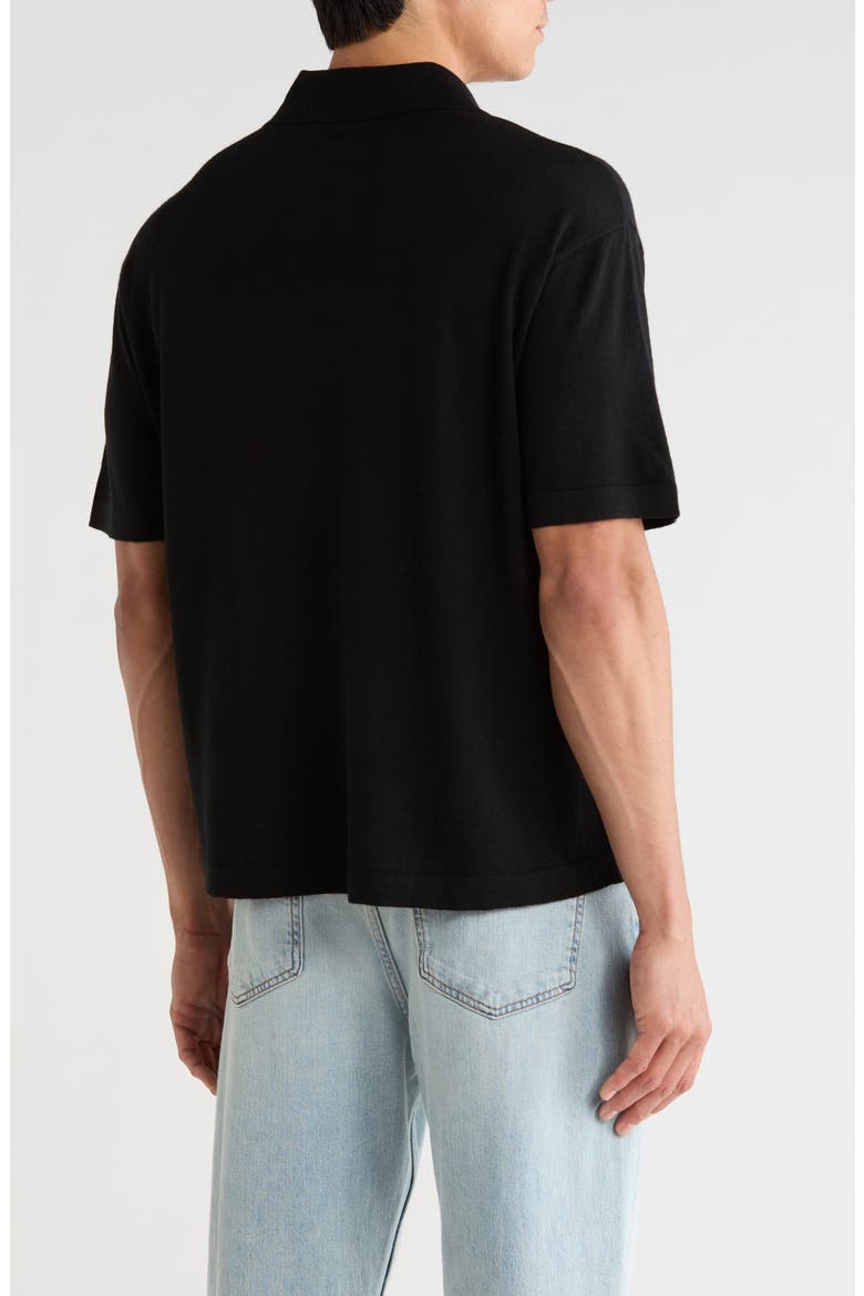 Superfine Merino Wool & Cashmere Sweater Polo, Alternate, color, BLACK