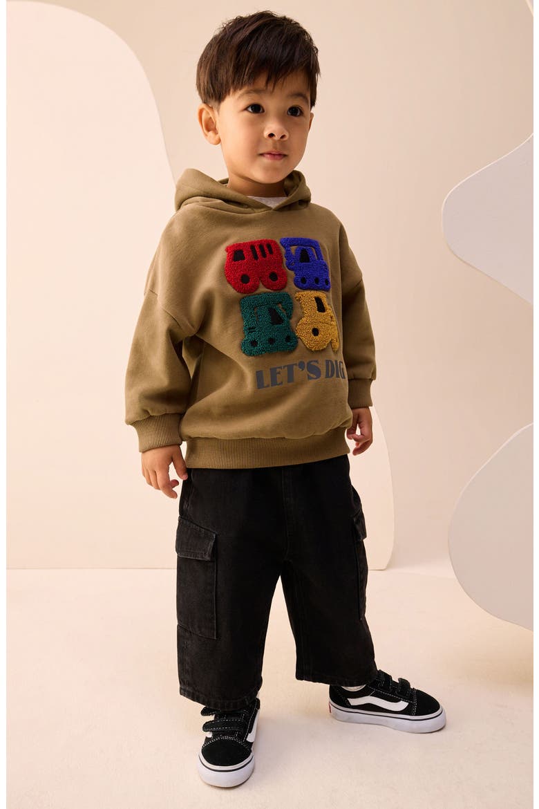 Kids' Let's Dig Appliqué Hoodie, Alternate, color, BROWN