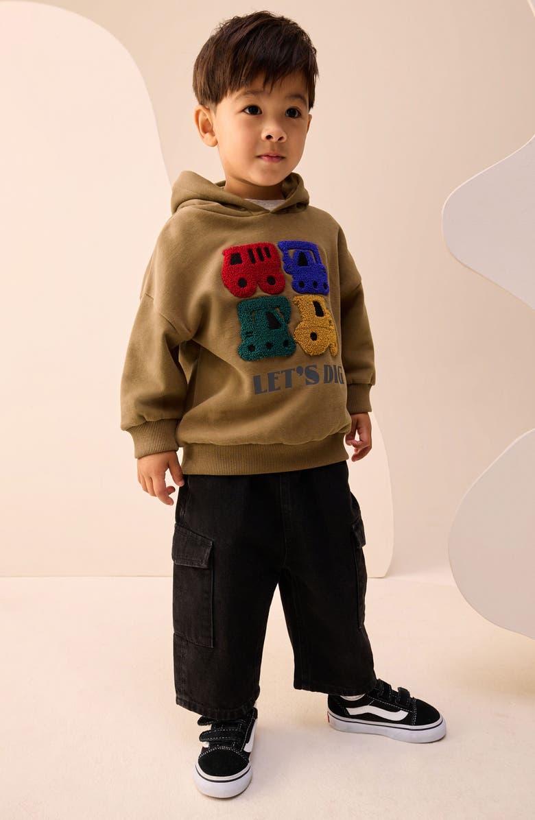 NEXT Kids' Let's Dig Appliqué Hoodie, Alternate, color, Brown