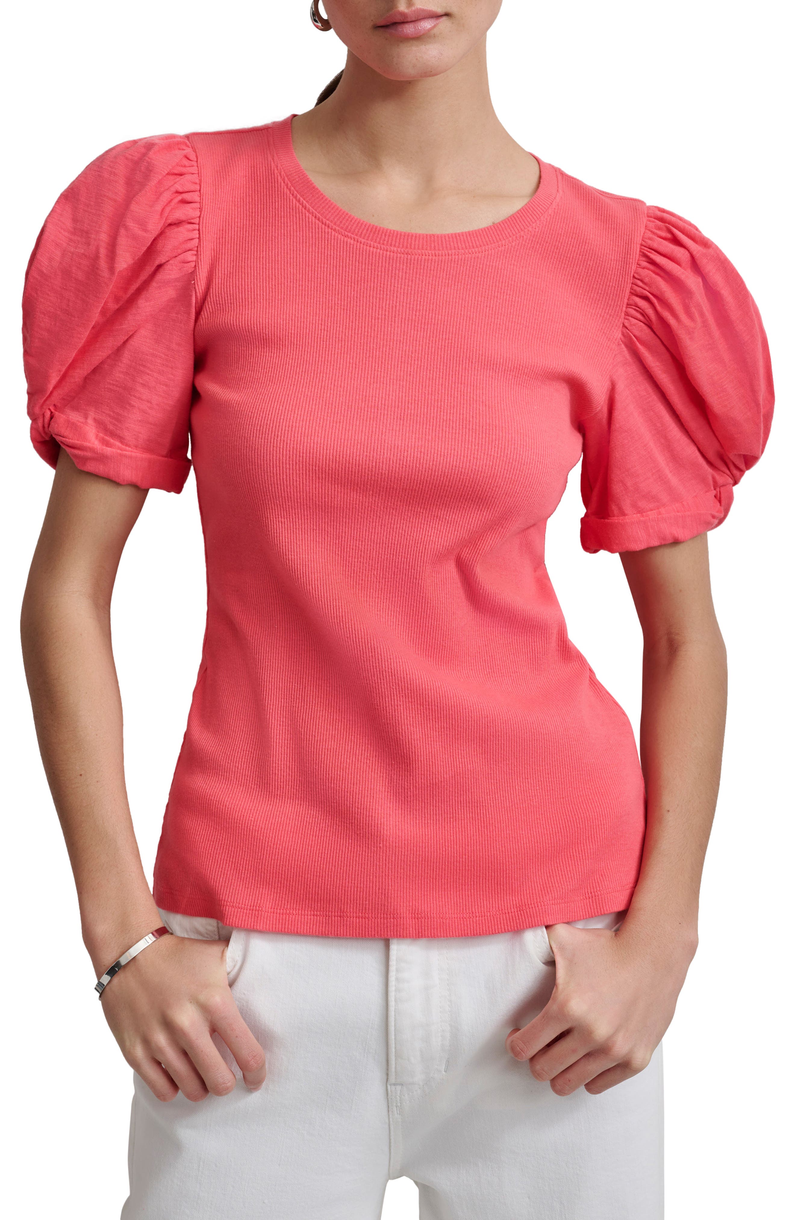 DKNY Twist Sleeve Rib Top