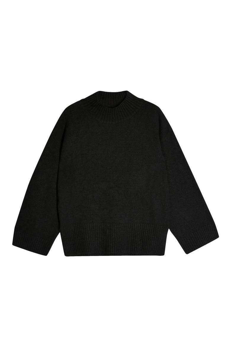 Mock Neck Sweater, Alternate, color, BLACK