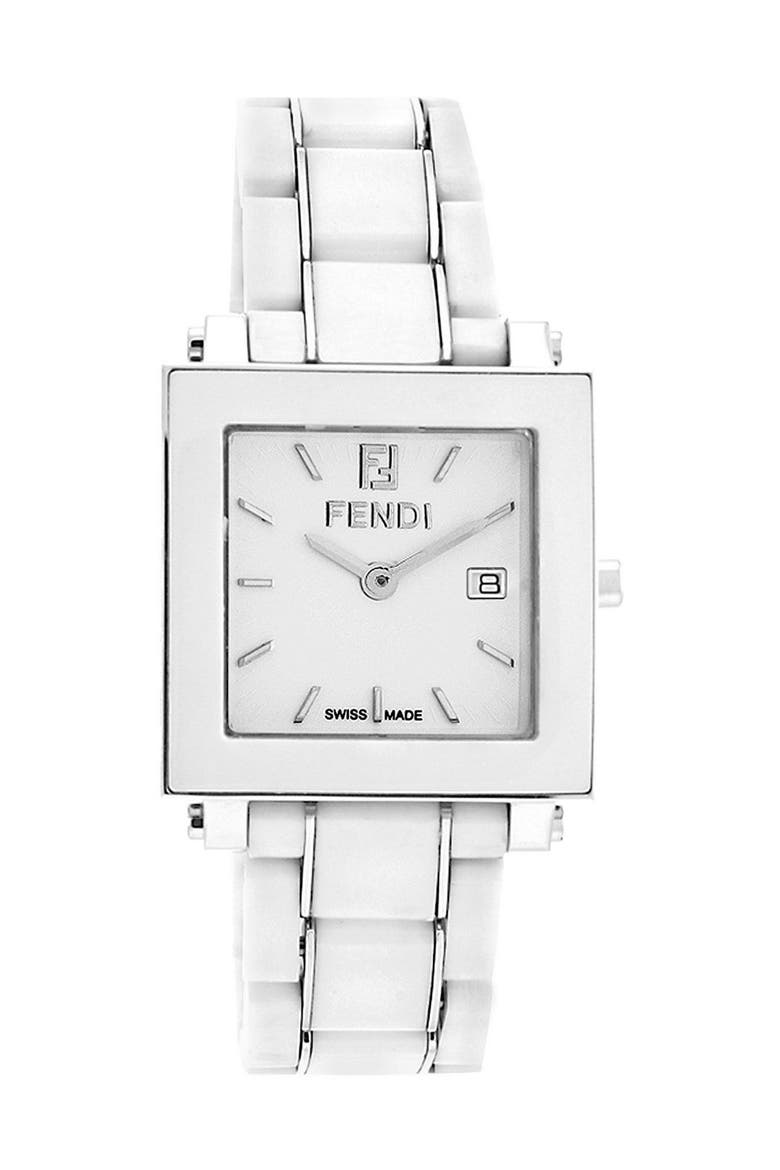 Large Square Ceramic Bracelet Watch, 30mm, Main, color, WHITE