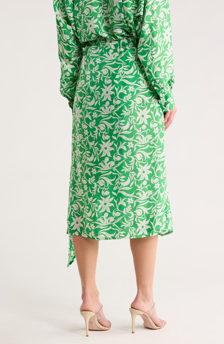maje Juliqua Floral Midi Skirt, Alternate, color, Imprime Onirique Vert