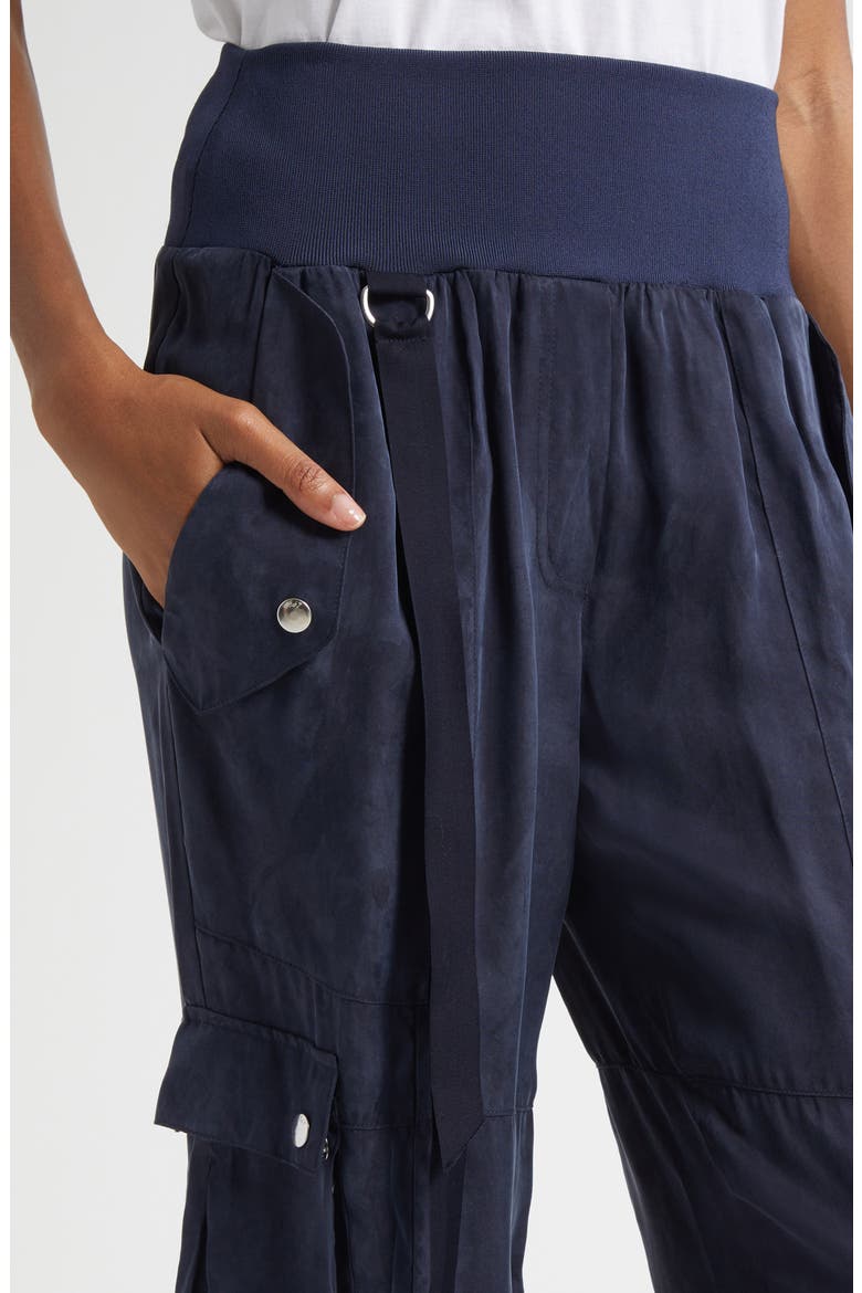 Harmony Washed Satin Twill Cargo Parachute Pants, Alternate, color, NAVY