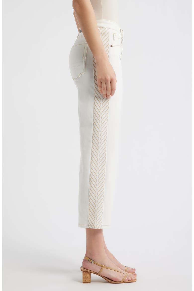 Embroidered Straight Leg Crop Jeans, Alternate, color, IVORY