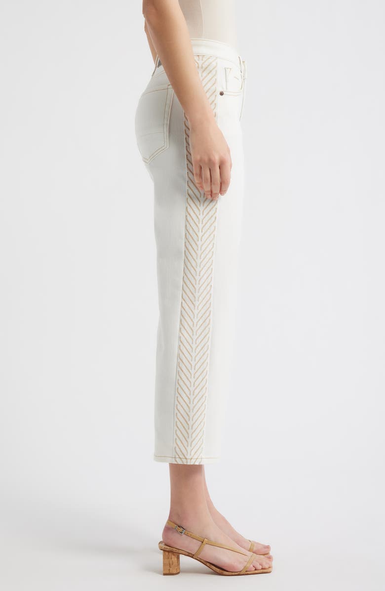 CITY BLUES Embroidered Straight Leg Crop Jeans, Alternate, color, Ivory