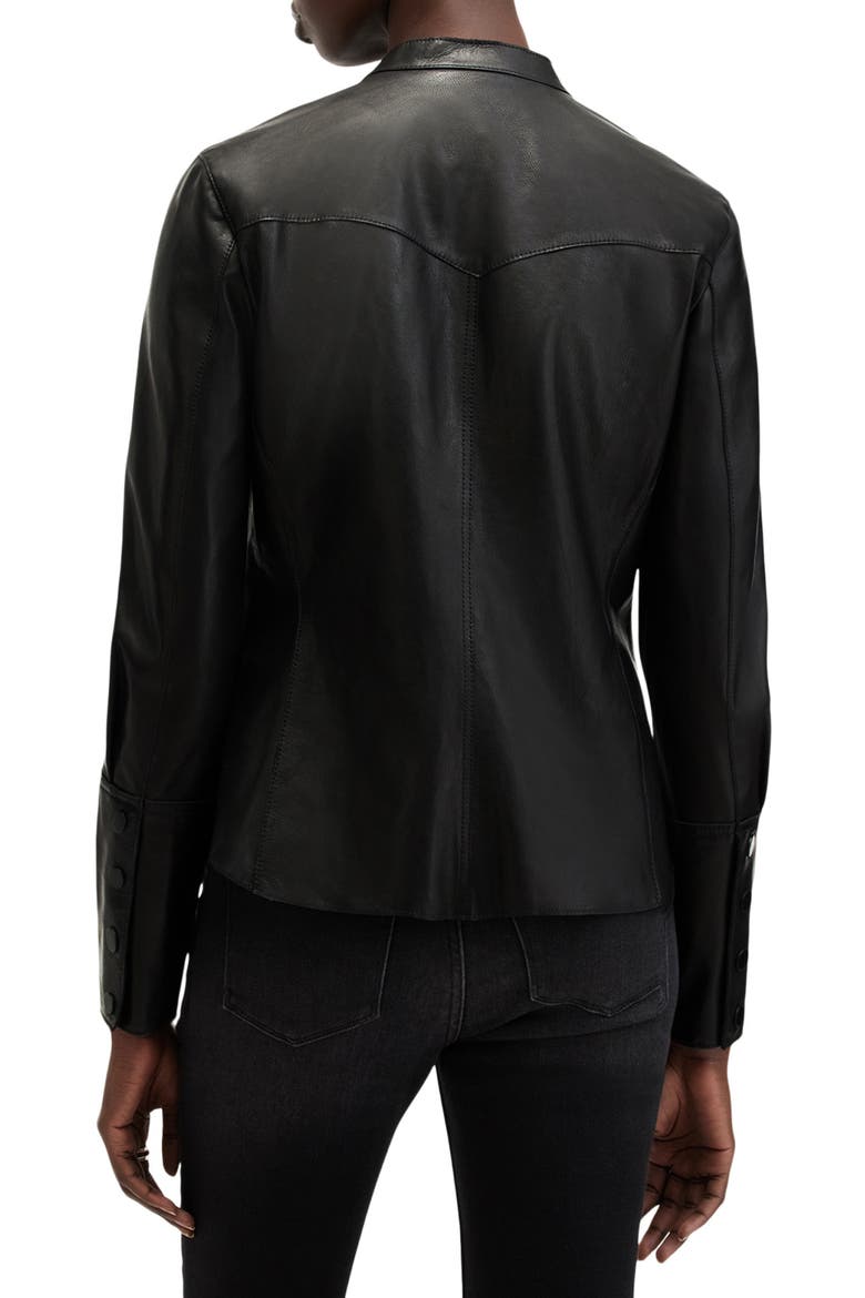Rock Western Leather Snap-Up Shirt, Alternate, color, BLACK
