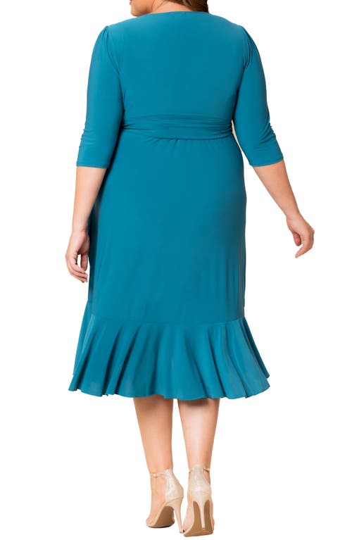 Kiyonna Whimsy Wrap Dress In Blue Jade