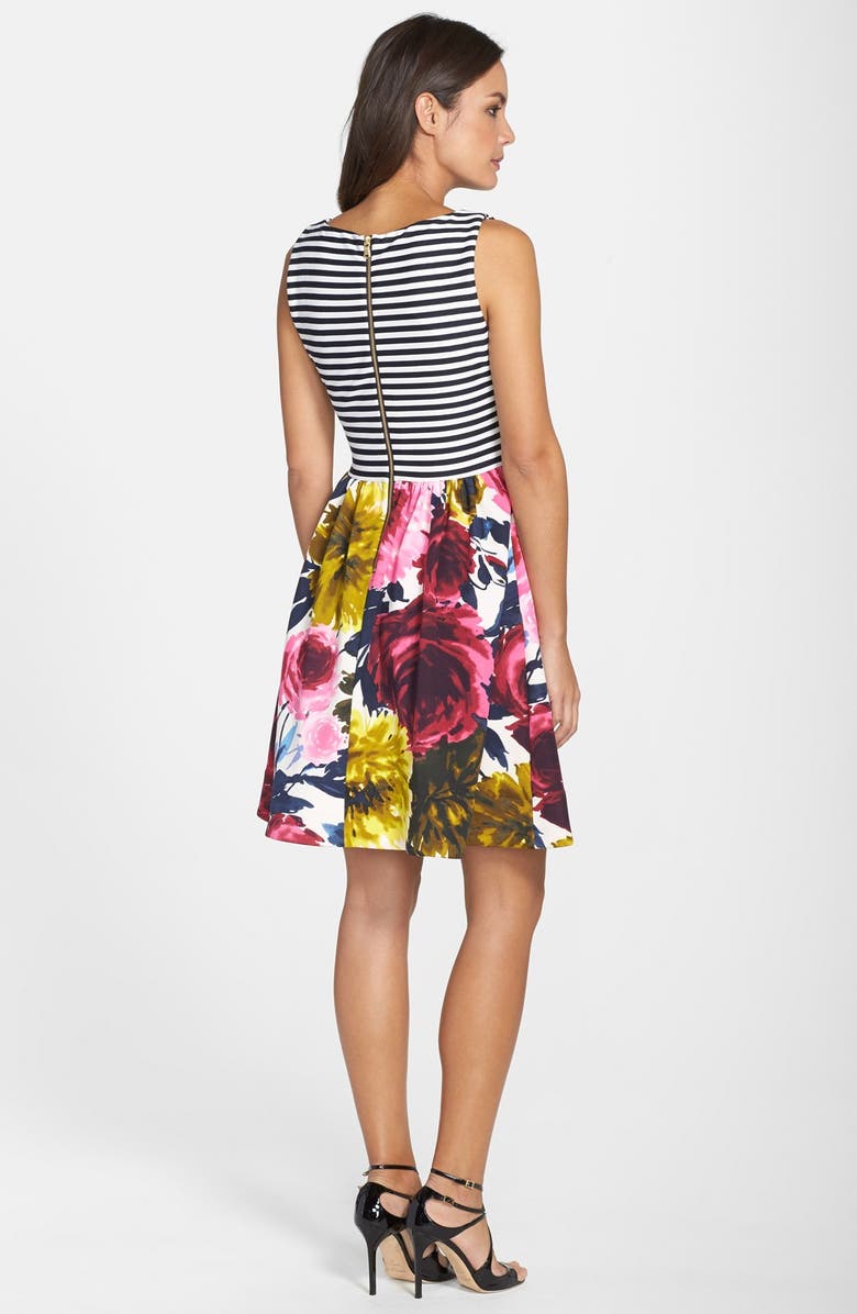Taylor Dresses Mixed Print Fit & Flare Dress, Alternate, color, 