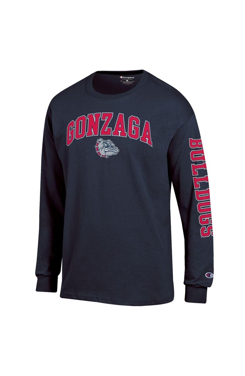 Champion Men's Champion  Navy Gonzaga Bulldogs Arch Over Logo 2-Hit Long Sleeve T-Shirt, Alternate, color, Navy