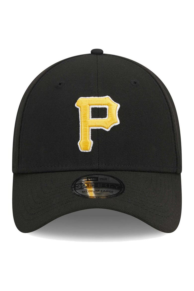 Men's New Era Black Pittsburgh Pirates Logo 39THIRTY Flex Hat, Alternate, color, Black