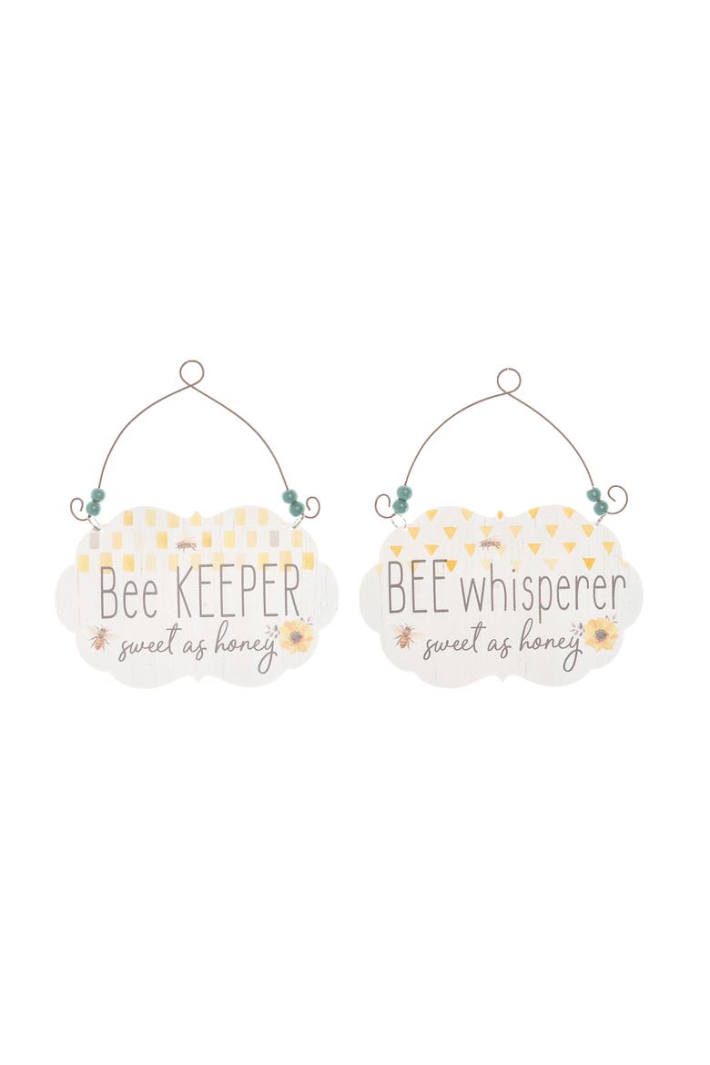 7" x 4.5" Bee Wall Plaque A/2, Main, color, White