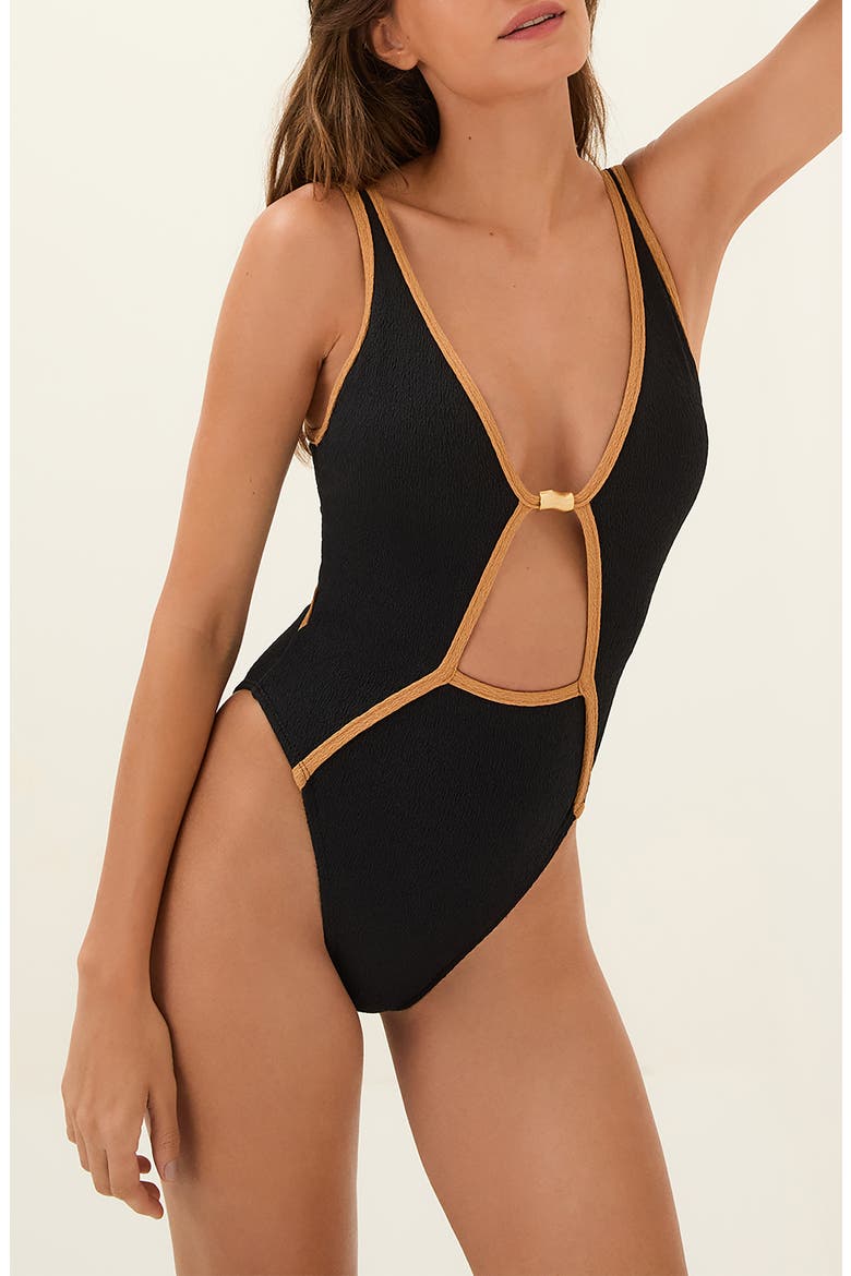 Firenze Lily Kara One-Piece Swimsuit, Main, color, BLACK