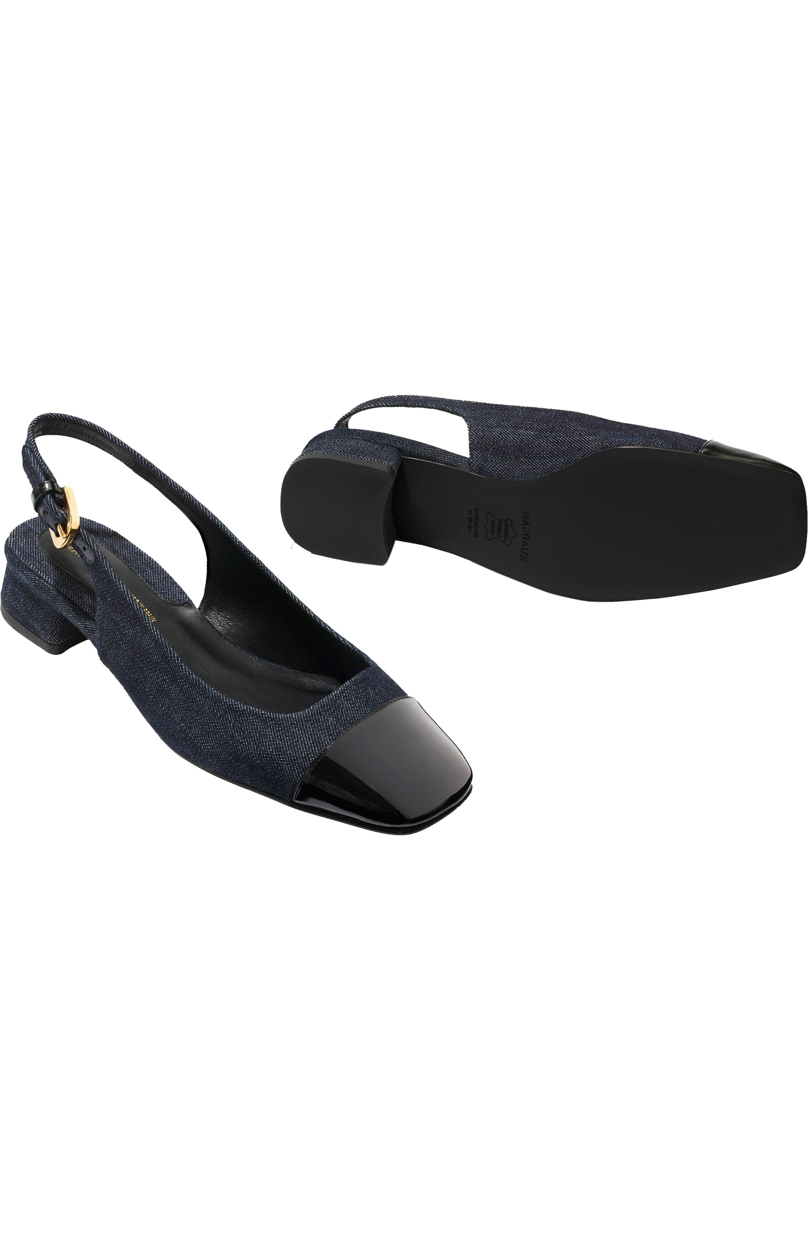 The Darcy Slingback, Alternate, color, Indigo Denim and Patent