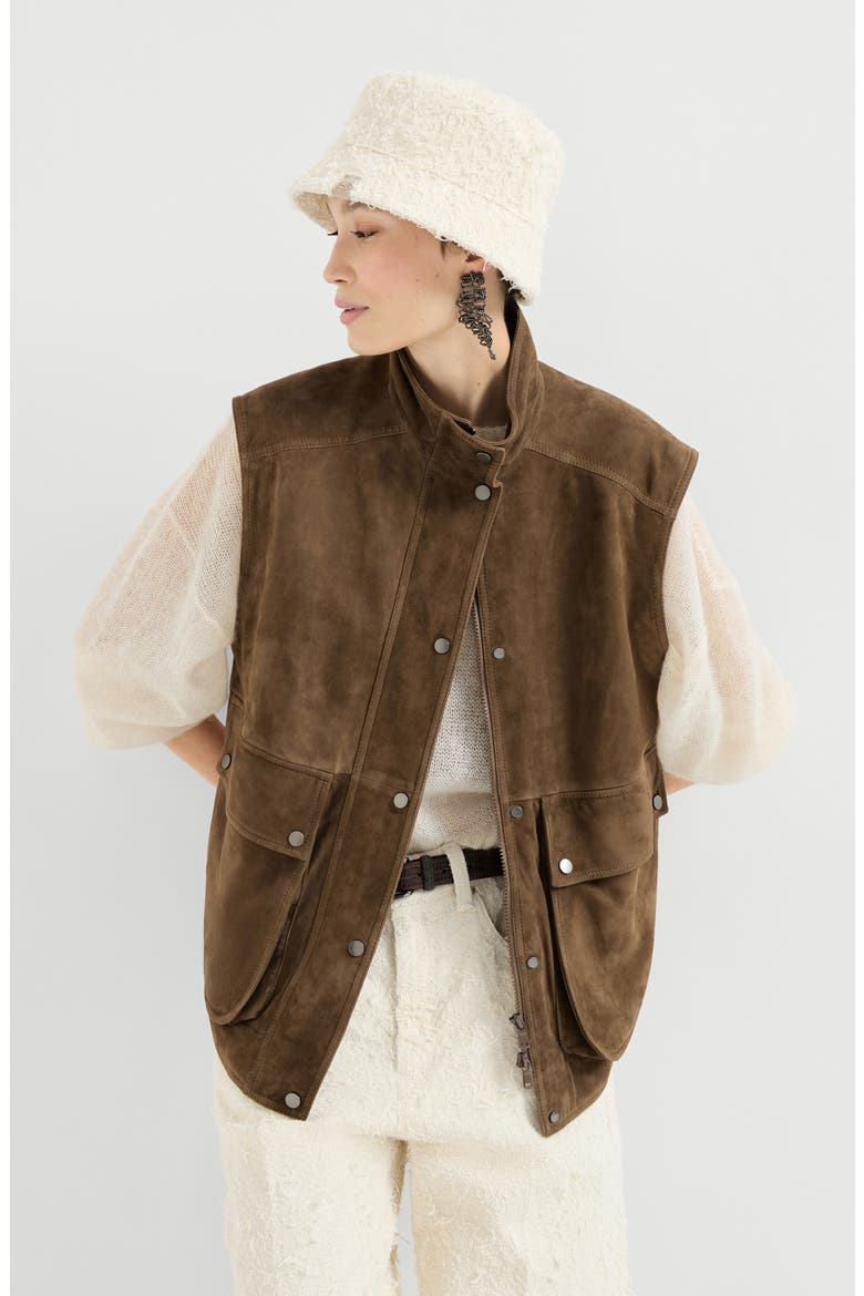 Couture suede vest, Alternate, color, Brown