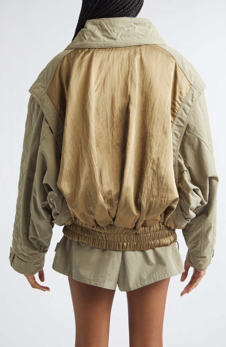 Balmain Oversize Batwing Sleeve Cotton Twill & Nylon Jacket, Alternate, color, 7Gs Pale Green