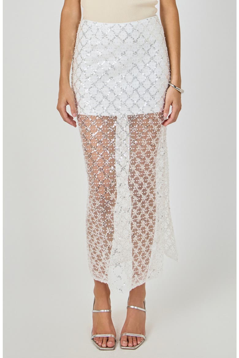 Embellished Mesh Maxi Skirt, Main, color, WHITE
