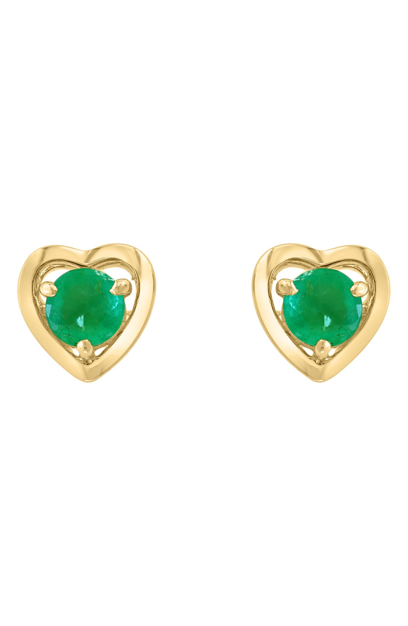EFFY Round Emerald Heart Stud Earrings