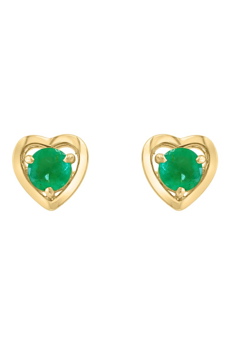 Round Emerald Heart Stud Earrings, Main, color, GREEN