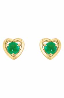 EFFY Round Emerald Heart Stud Earrings