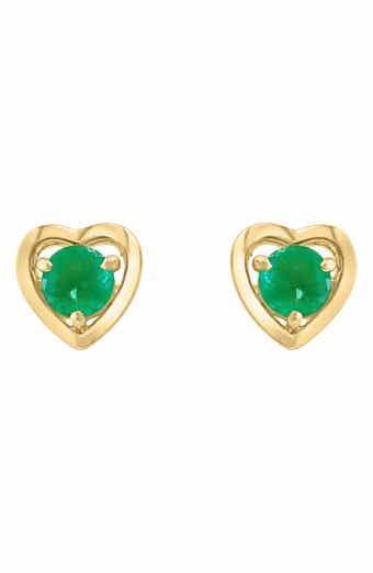 EFFY Round Emerald Heart Stud Earrings