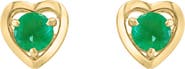 EFFY Round Emerald Heart Stud Earrings