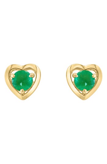 Effy Round Emerald Heart Stud Earrings In Gray