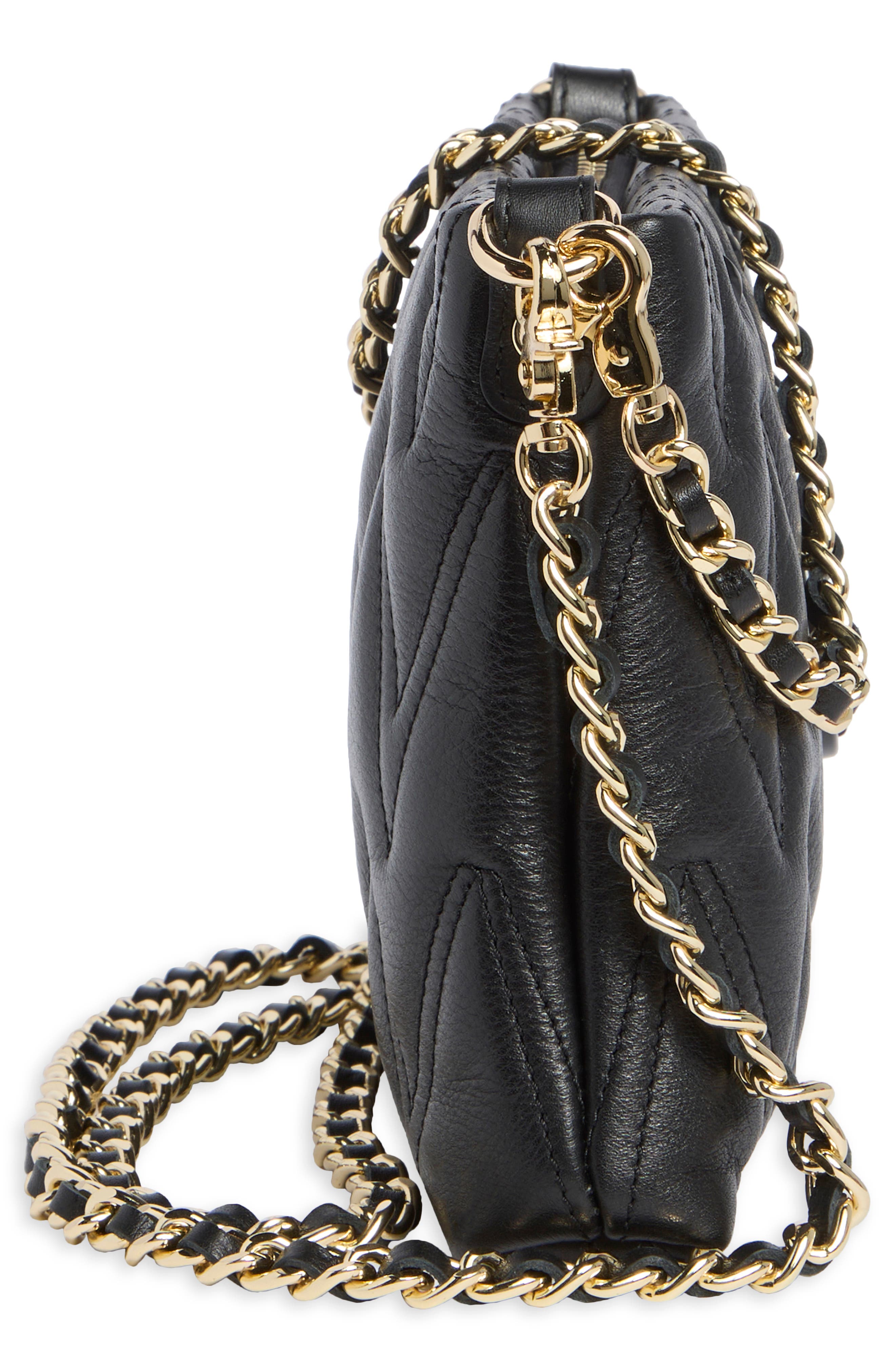 Vanille Diamond Leather Crossbody Bag, Alternate, color, BLACK