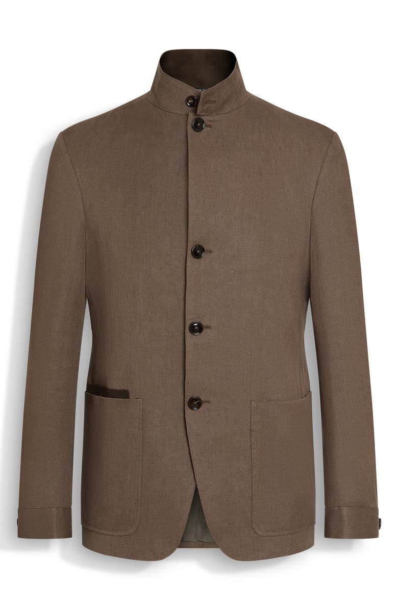 ZEGNA Linen Chore Jacket, Alternate, color, Medium Brown Solid