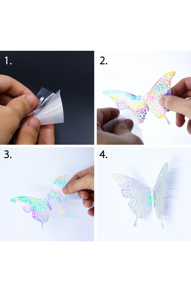 WALPLUS 3D Butterflies 78-Piece Wall Sticker, Alternate, color, 