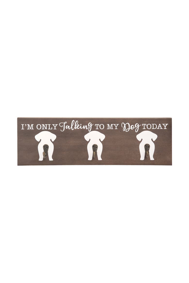 5.9" x 18.03" Funny Cute "I Am Only Talking To My Dog Today" Wall Jacket & Coat Hanger, Main, color, Brown