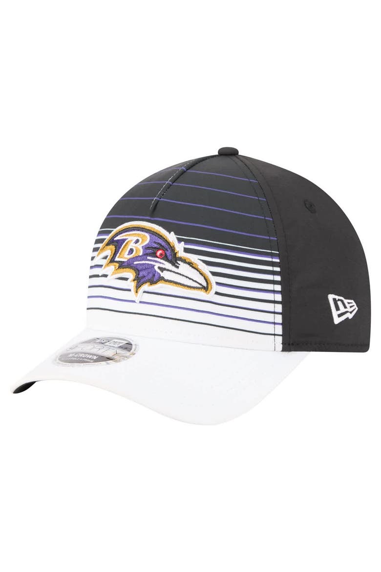 Men's New Era  White/Black Baltimore Ravens Adventure Gradient 9FORTY M-Crown A-Frame Adjustable Hat, Main, color, White