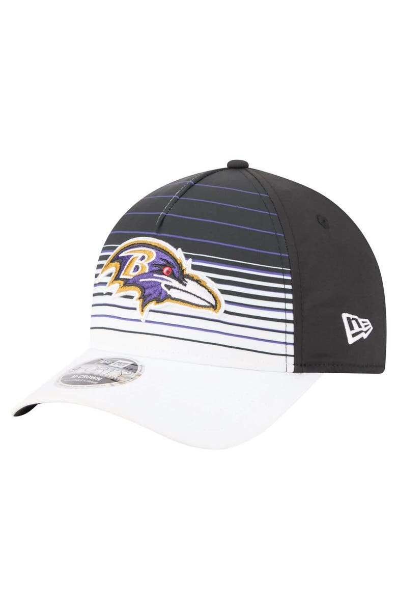 New Era Men's New Era White/Black Baltimore Ravens Adventure Gradient 9FORTY M-Crown A-Frame Adjustable Hat, Main, color, White