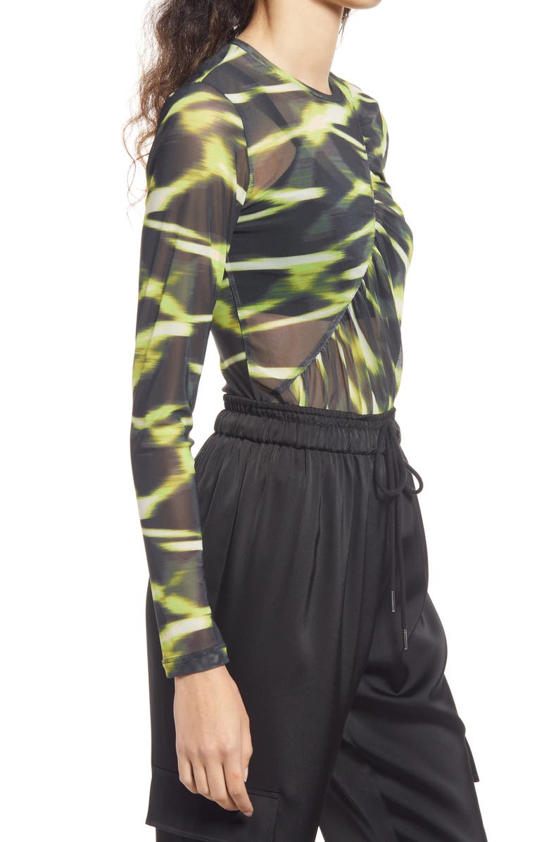 Open Edit Ruched Mesh Top, Alternate, color,